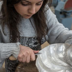 Aoife White in her studio at Yorkshire Artspace 2018
